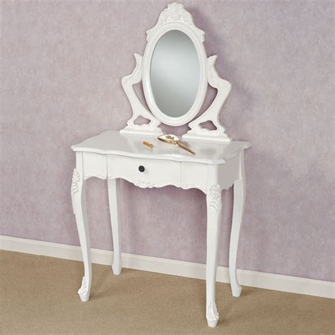 Jeannette White Vanity Table with Mirror