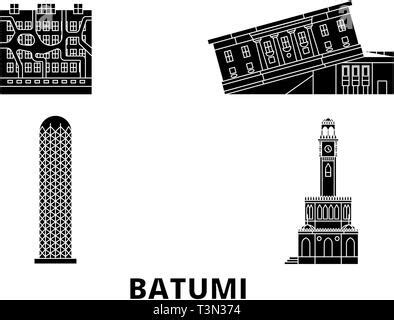 Georgia Skyline Of Batumi Travel Landmark Vector Illustration Stock