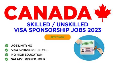 Jobs In Canada With Visa Sponsorship In Free Work Visa Youtube