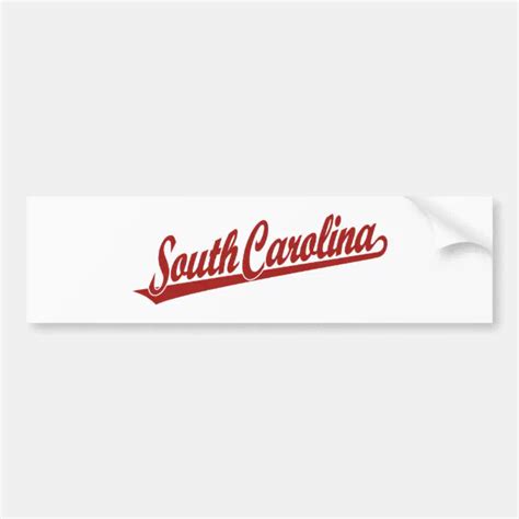 South Carolina Script Logo In Red Bumper Sticker Zazzle