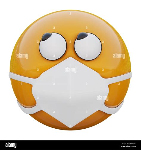 D Rendering Von Rollenden Augen Emoji Gesicht In Medizinischer Maske