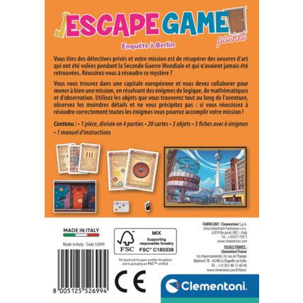 Escape Game Enqu Te Berlin Clementoni Comparateur Avis Prix