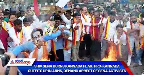 Shiv Sena Burns Kannada Flag Pro Kannada Outfits Up In Arms Demand