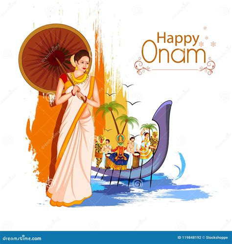 Happy Onam Festival Background Stock Vector - Illustration of dance ...