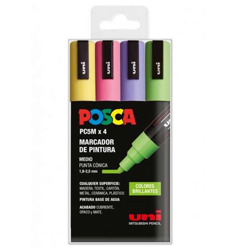 PACK 4 Rotuladores POSCA 5M Estuche Colores Brillantes Roll Up Graffiti