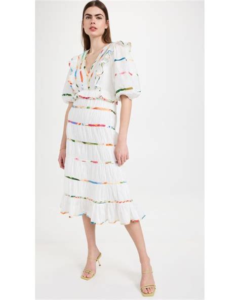 FARM Rio Cotton Mixed Off White Prints Midi Dress Lyst UK