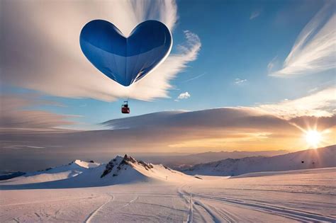 Premium AI Image Heart Shaped Hot Air Balloon In The Sky