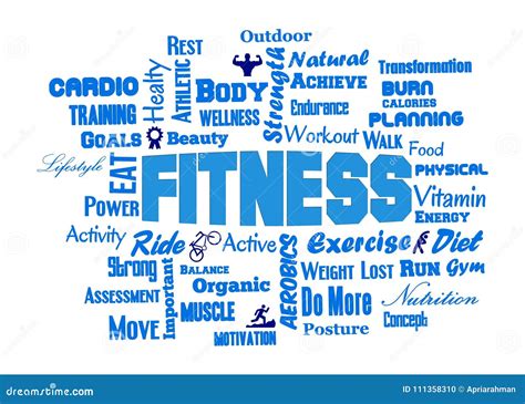 Fitness Words Cloud White Background Stock Photo Illustration Of