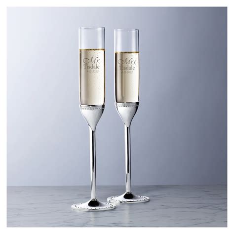 Vera Wang Wedgwood Grosgrain Silver Personalized Wedding Champagne