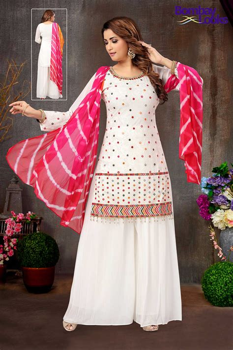 Salwar Kameez Suits Off White Colour Sharara Suit