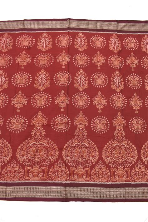 Rust Colour Sambalpuri Handloom Cotton Bandha Saree Sambalpuri