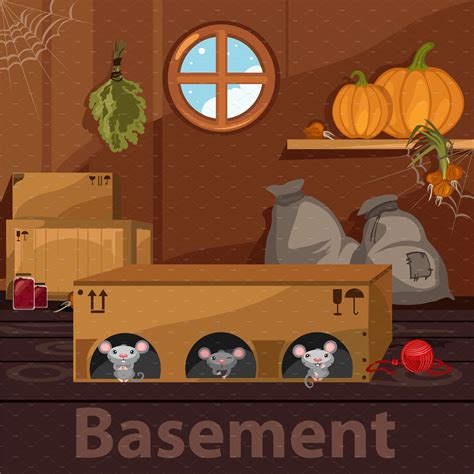 Home basement in cartoon style | Pre-Designed Illustrator Graphics ~ Creative Market