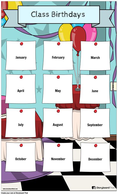 Classroom Birthday Calendar Template Leese Nanette