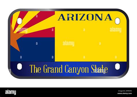 Arizona State Usa Motorcycle Licence License Plate Over A White