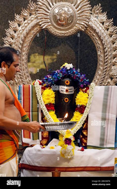 Hindu Temple And Shrine Of Batu Caves Hindu Priest Doing Puja Worship