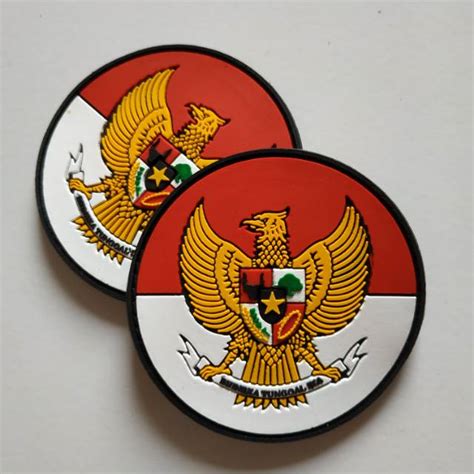 Jual Patch Rubber GARUDA Bulat Dasar Merah Putih Tempelan Karet