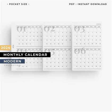 Pocket Size 2024 Foldout Yearly Calendar, 2024 Year at a Glance, 2024 ...