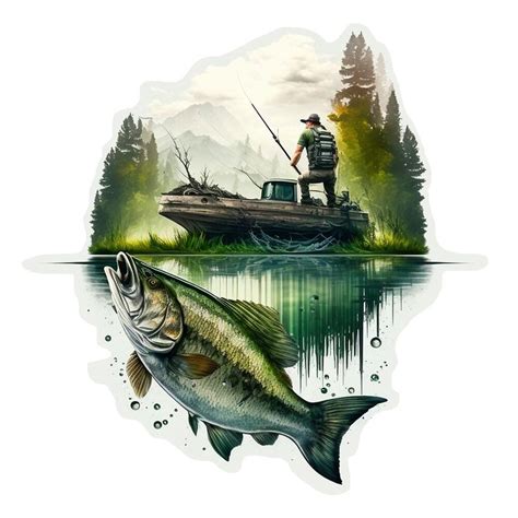 Bass Fishing From Boat On The Lake By Pixeldizajn Redbubble Fish