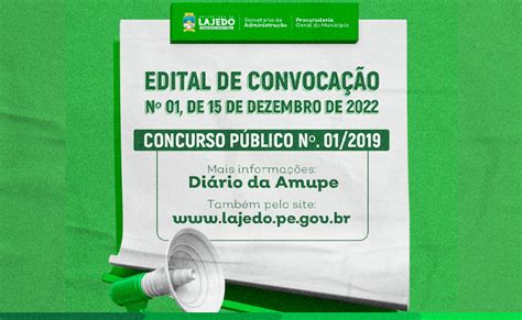 Edital De ConvocaÇÃo Do Concurso PÚblico Prefeitura De Lajedo