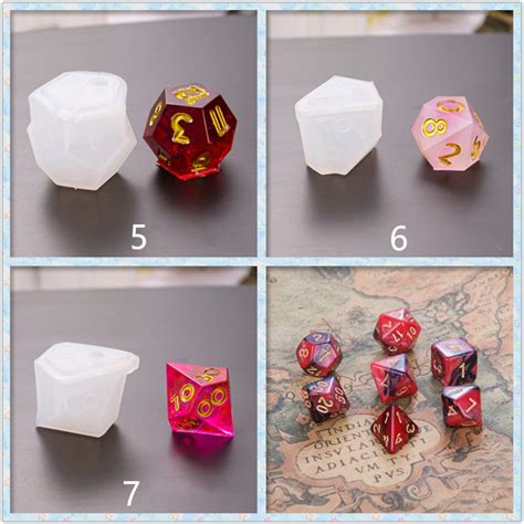 7pcsset Dnd Dice Resin Mold Polyhedral Game Dice Silicone Etsy