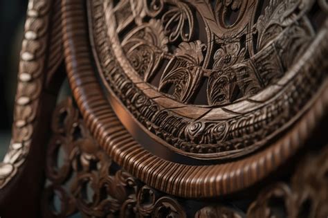 Premium Ai Image Closeup Of Wooden Chair With Intricate Details And