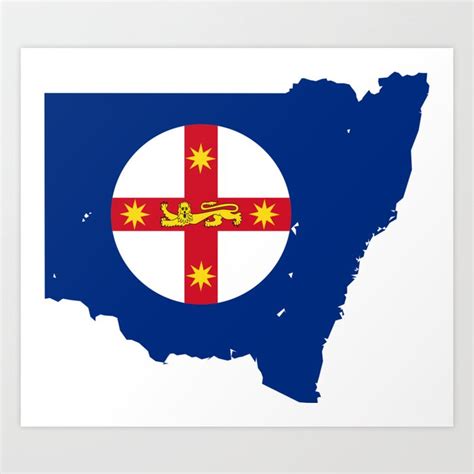 Flag Map Of New South Wales Art Print By Ofmany Society6