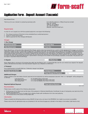 Fillable Online Application Form Deposit Account Tanzania Fax Email