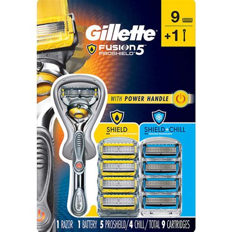 Gillette Fusion 5 Proshield Power Razor with 9 Cartridges Free Shipping