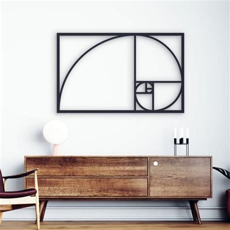 Aplique De Parede Mdf Sequencia Fibonacci 67x43cm Decoração