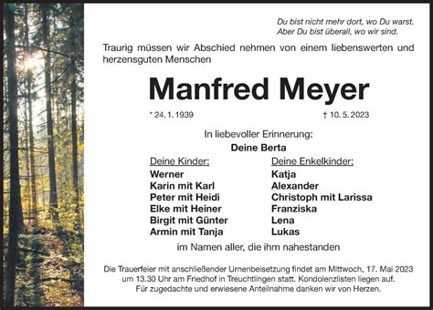 Traueranzeigen Von Manfred Meyer Trauer Nn De