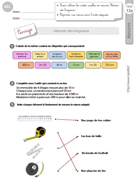 Ce Mesures Et Grandeurs Exercices Mesurer Des Longueurs Ce Mesure