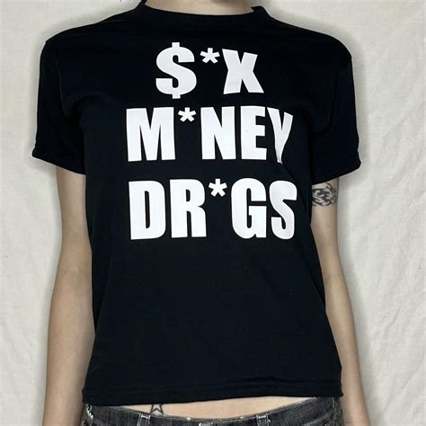 SEX MONEY DRUGS Baby Tee X M NEY DR GS Hand Depop