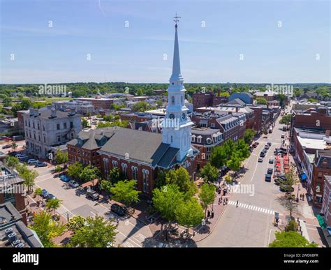 Portsmouth Historic Downtown Aerial View At Market Square With Historic