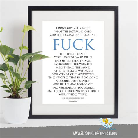 Fuck It List Print Fuck Ticklist Wipe Clean Or Art Style Etsy