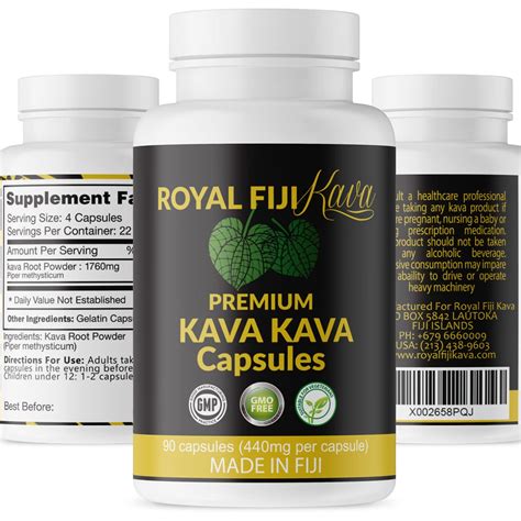 Royal Fiji Kava Pure Noble Capsules - 1760mg 100% Organic Fijian Kava Extract for Better Relaxation