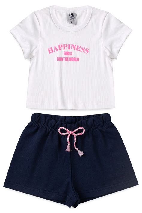 Conjunto Verão Menina Girls Rum Branco