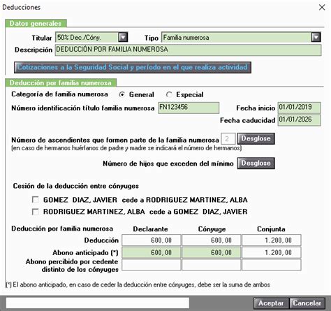 Cómo informar la deducción por familia numerosa