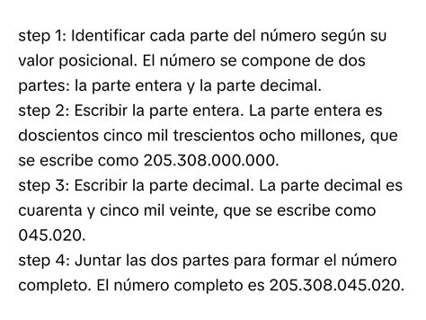 Solved Como Se Escribe El N Mero De Doscientos Cinco Mil Trescientos