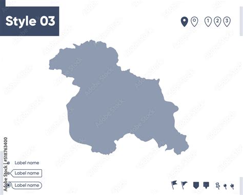 Jammu And Kashmir, India - map isolated on white background. Outline ...