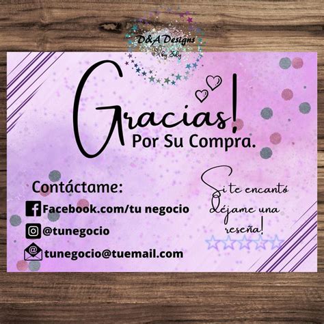 Gracias Cards Thank You Por Tu Compra Editable PDF Business Template