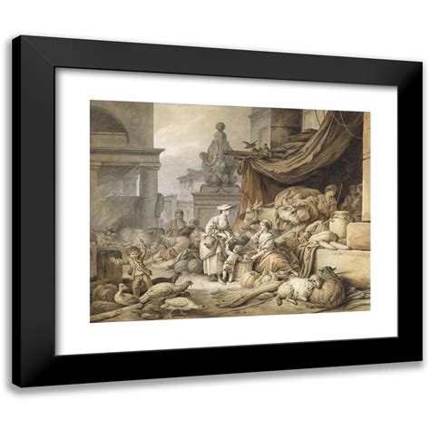 Jean Baptiste Huet X Black Modern Framed Museum Art Print Titled