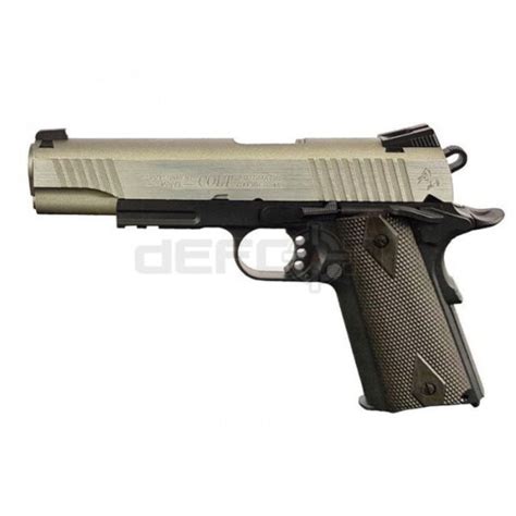 Cybergun Colt Rail Co Blowback Pistol Dual Tone Silver Black