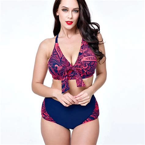 2018 New Plus Size Bikini Set Sexy Retro Swimsuit Women Swimwear