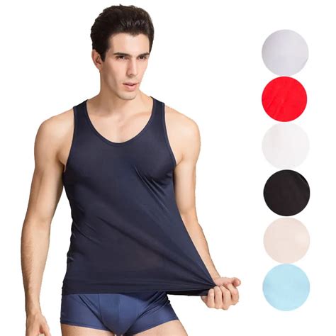 Silk Men Bodybuilding Tank Top Gyms Workout Fitness Tight Satin