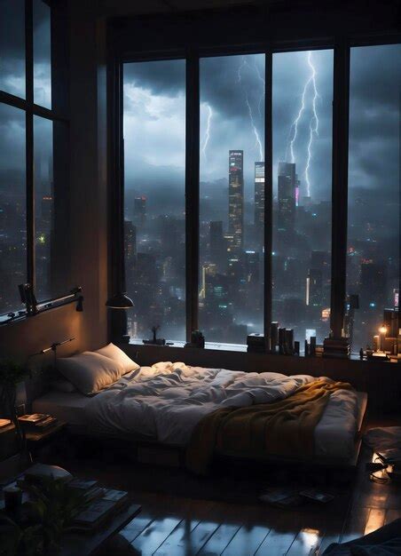 Premium AI Image Moody Aesthetic Beautiful Cozy Cramped Bedroom With