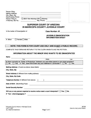 Fillable Online Superiorcourt Maricopa For Clerk S Use Only Superior