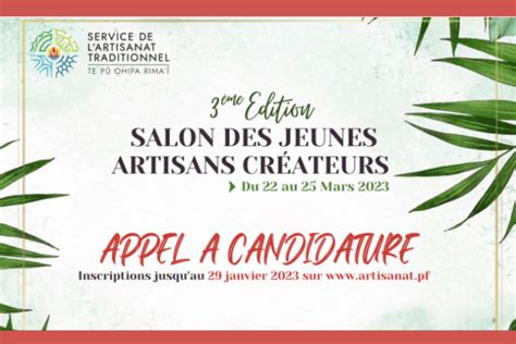 E Salon Des Jeunes Artisans Cr Ateurs Les Inscriptions Sont Ouvertes