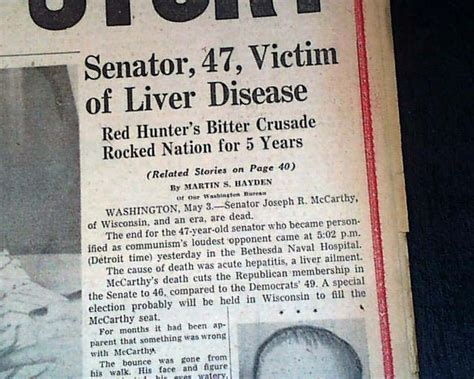 Death Of The Controversial Senator Joseph Mccarthy