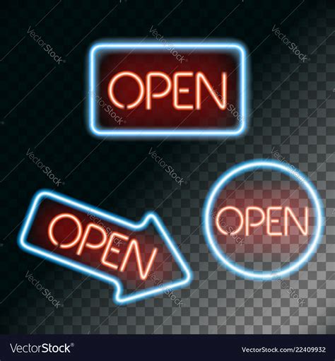 Set Neon Sign Royalty Free Vector Image Vectorstock