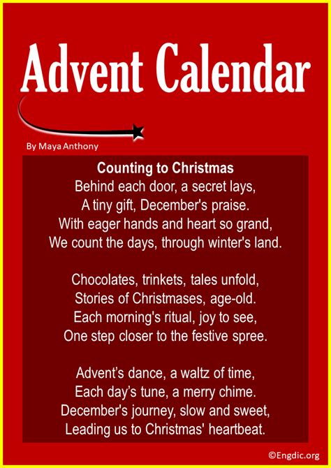 10 Short Poems about Advent Calendar - EngDic